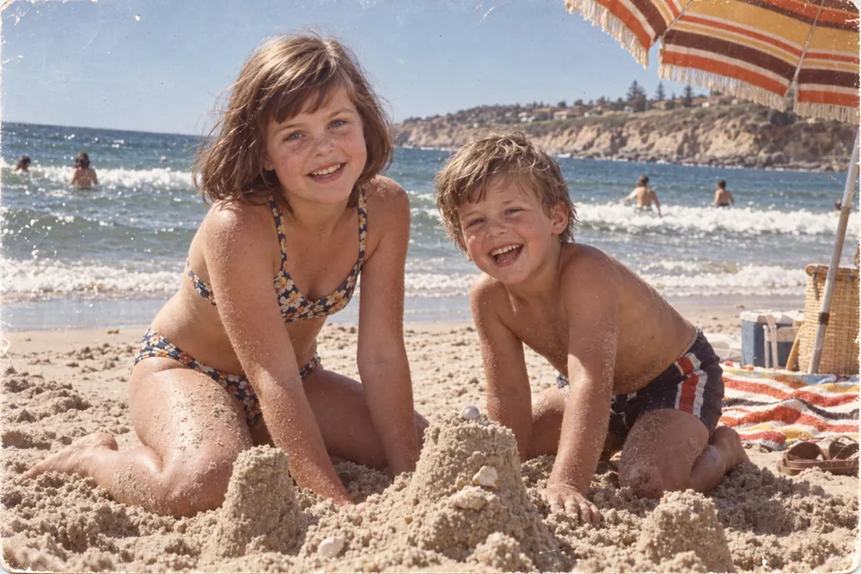 Mum loved those long summer days at the beach., 1976.