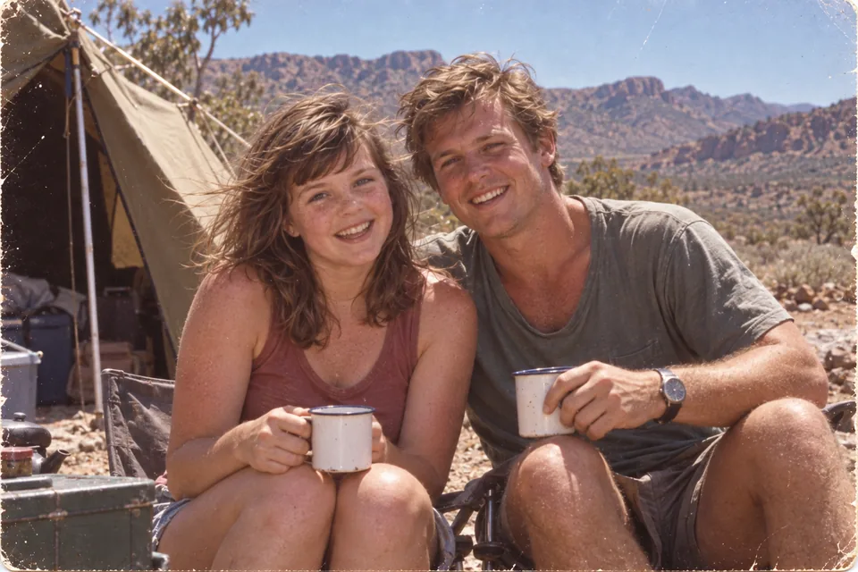 Mum and Dad camping in the Flinders, before they knew where life would take them., 1990.