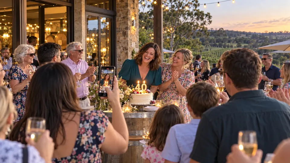 A guest films the table singing happy birthday.