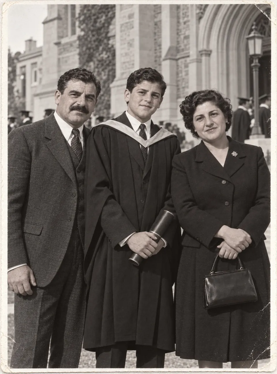 Graduation day with Mum and Dad, 1960.
