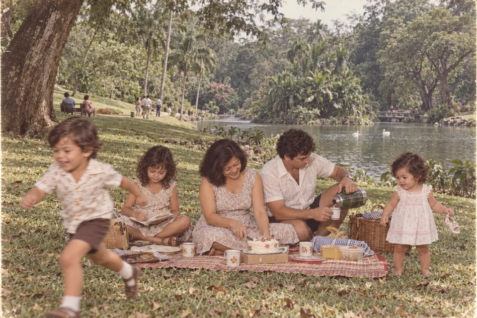 Mei Lin’s birthday picnic at the Botanic Gardens, 1977.