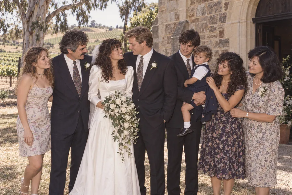 Sofia and Julian’s wedding with the whole clan, 1995.