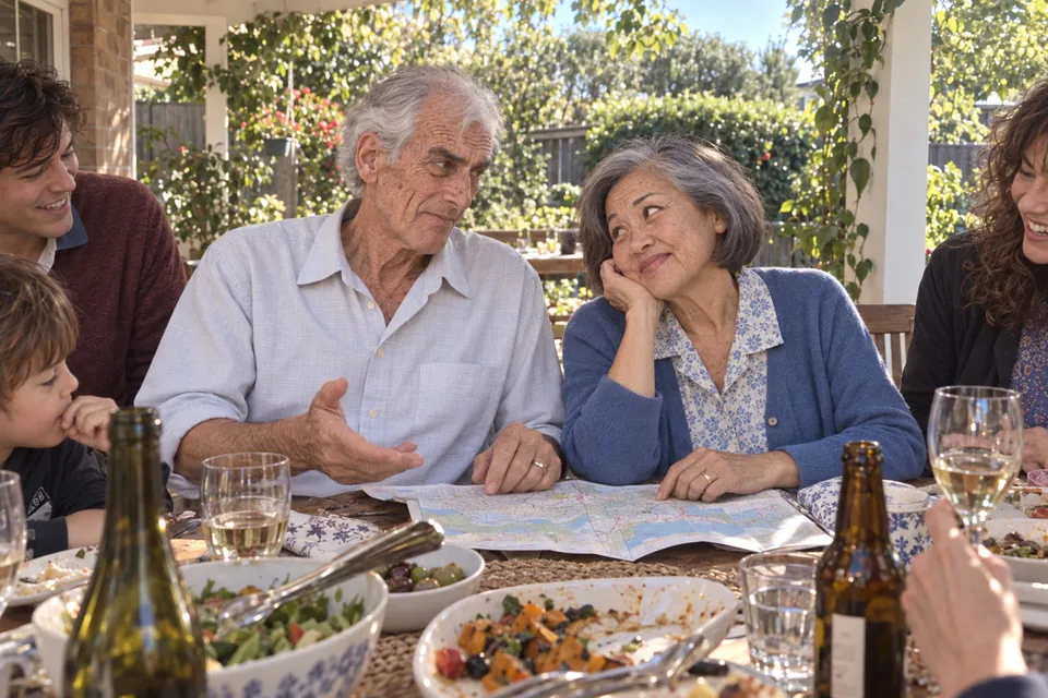Fifty years married and still disagreeing about directions, 2017.