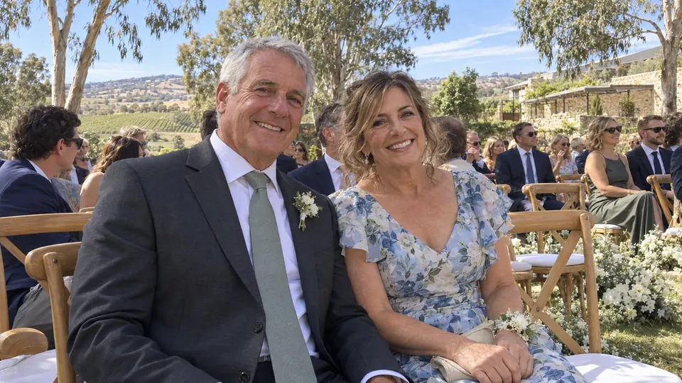The groom’s parents, seated before the ceremony.