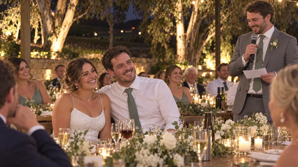 The best man’s speech from a guest’s table.